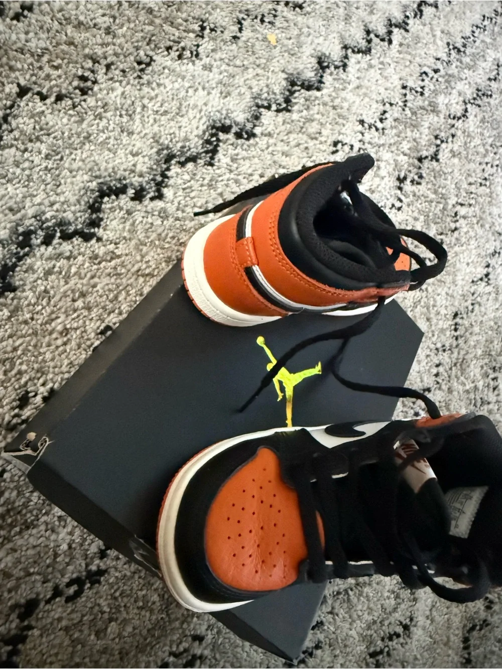 Jordan Retro High-Top Sneakers in Orange, Black & White